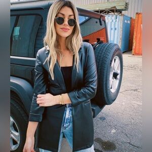 Dressed in LALA black vegan leather blazer size small